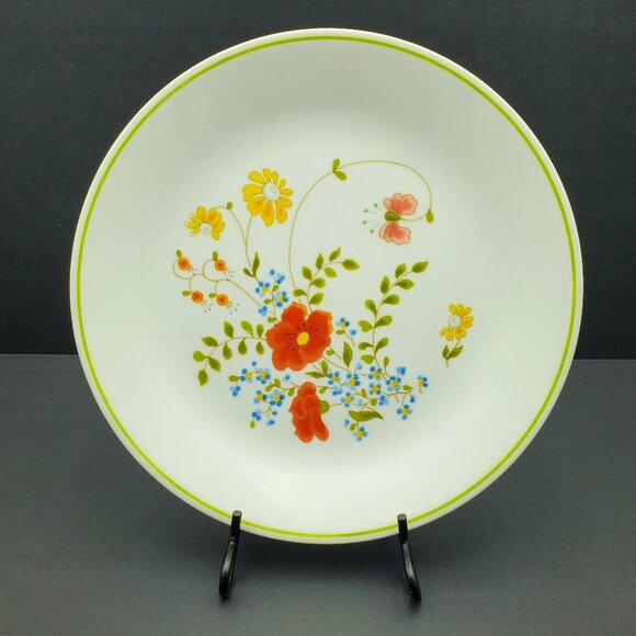 Corelle Wildflower Dinner Plates Corning Spring Bouquet Floral Green Band Plates - Picture 3 of 7